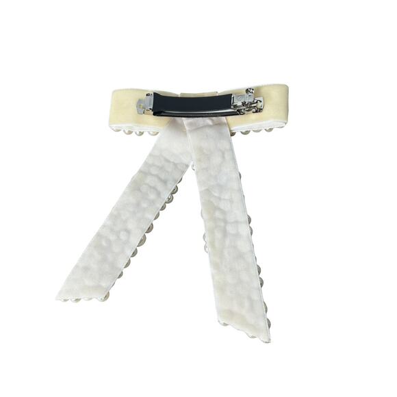 Cream Bow Barrette Hair Clip | Elegant and Stylish Hair Accessory for Women